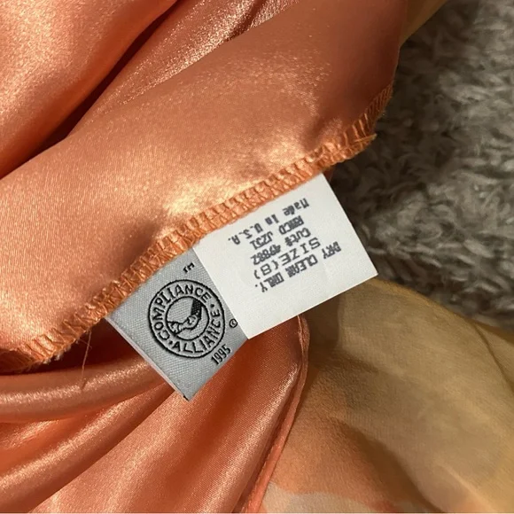 Vintage Shelli Segal Peach Silk Dress by Laundry Size 4 | Watercolor Gown - Picture 10 of 12